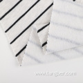 Yarn dyed striped one side brushed fleece fabric